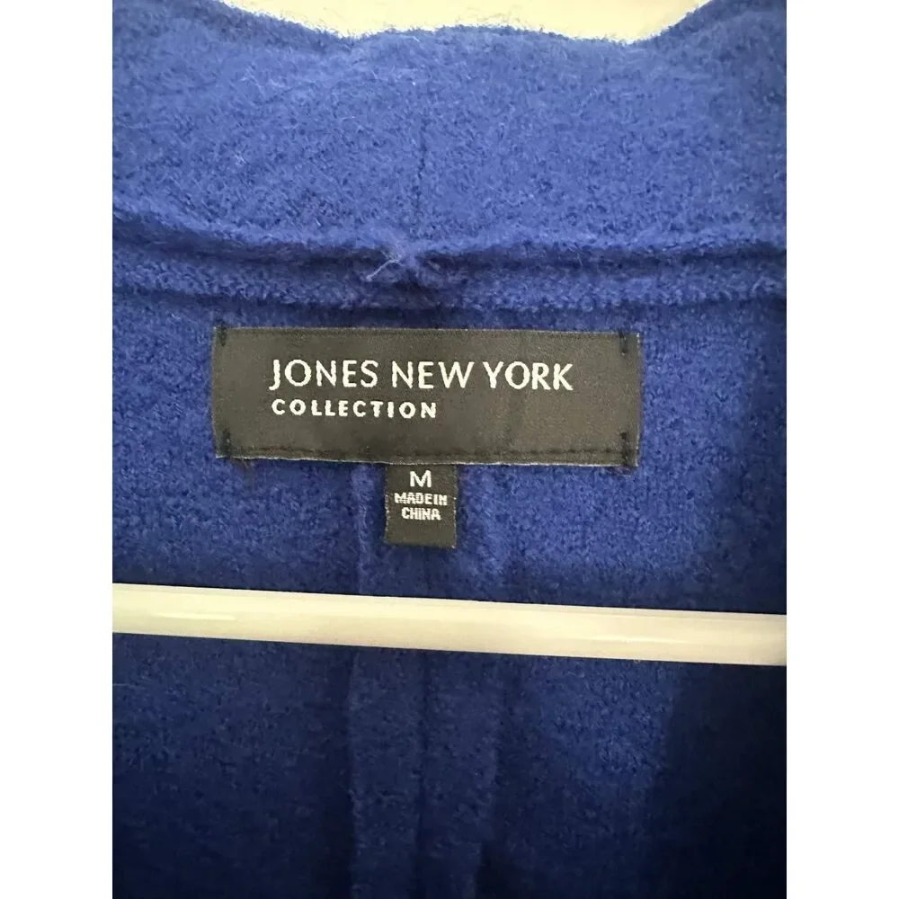 Jones New York Collection Blue 100% Merino Wool Jeweled Button Cardigan M - Picture 5 of 6